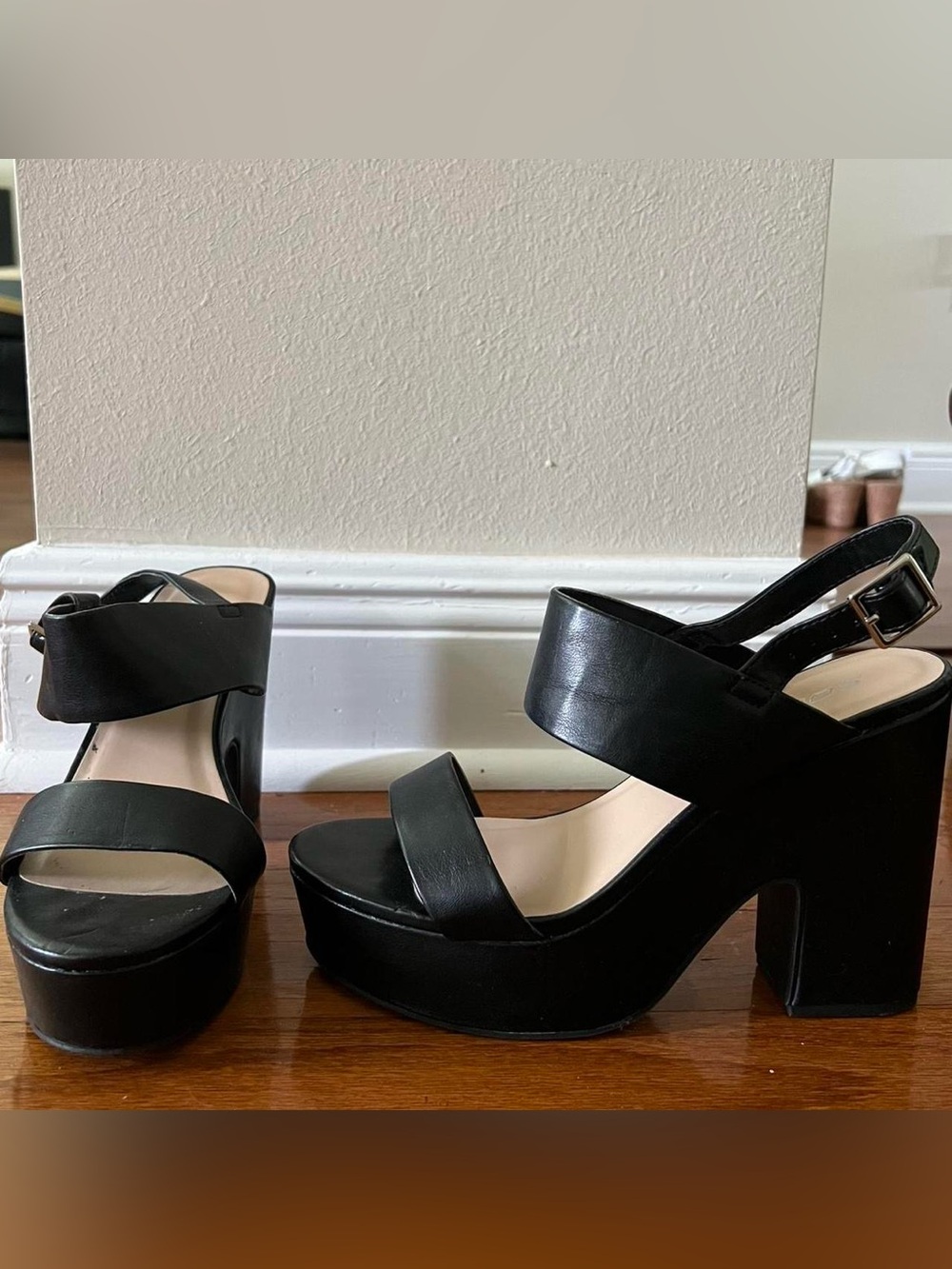 Black Platform Block Heel Sandals - Women